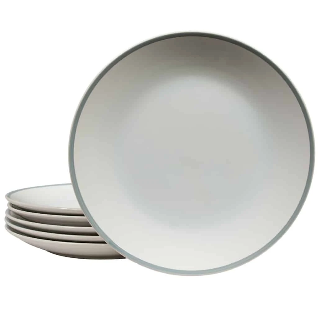 Set 6 Teller Speiseteller weiß pur mit linie grau la margine