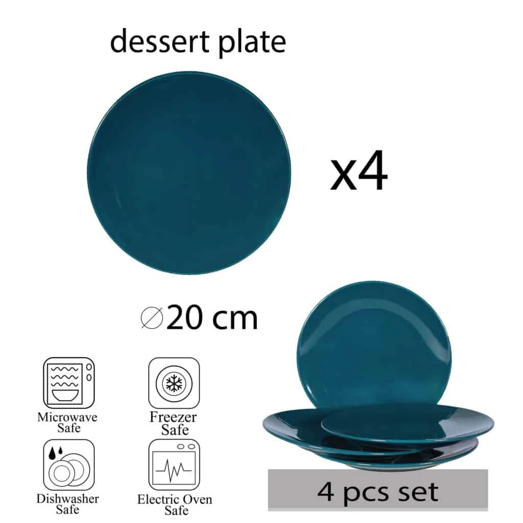 Delicii culinare cu set 4 farfurii desert turcoaz inchis, imagine 2
