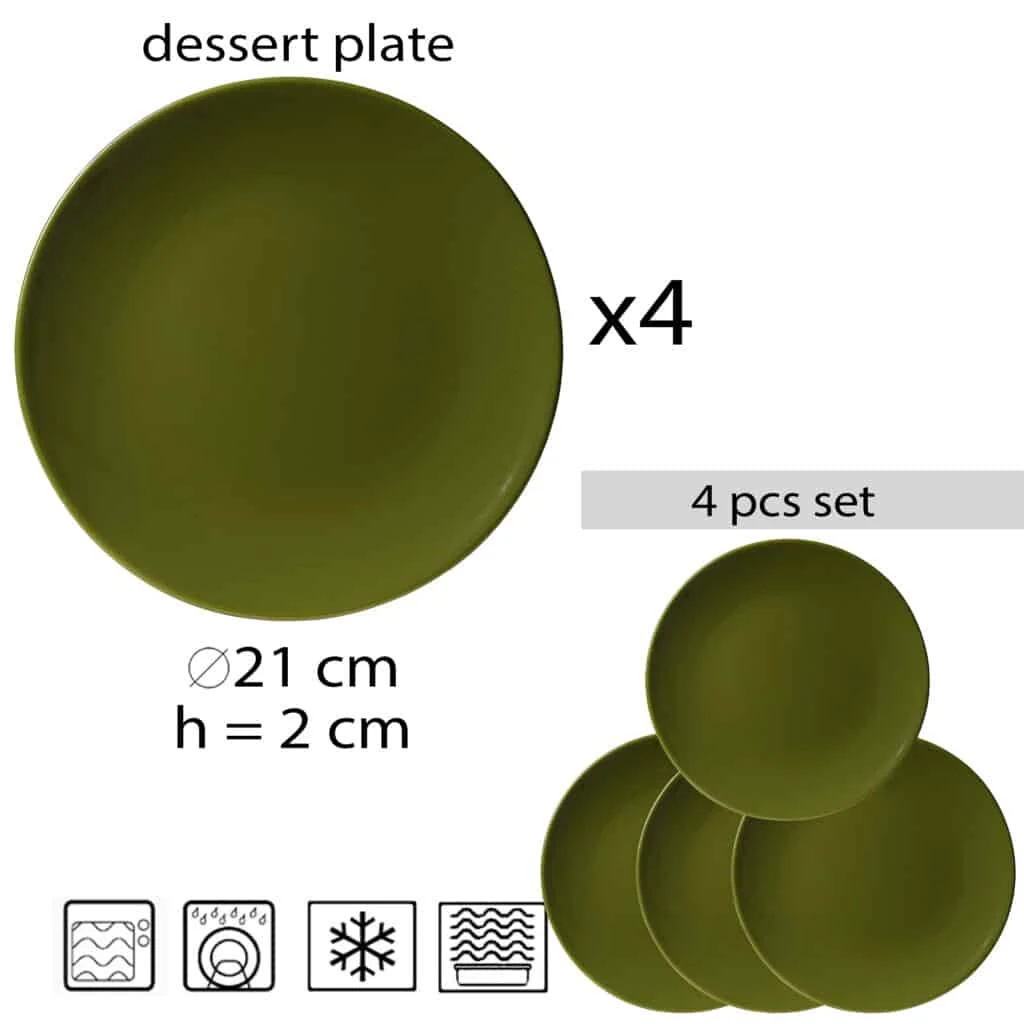 Set 4 farfurii pentru desert cu stil verde lucios!, imagine 2