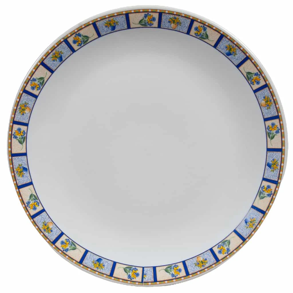 Plate dessert flori dreptunghiuri 19.5 cm, white pur, banda albastra