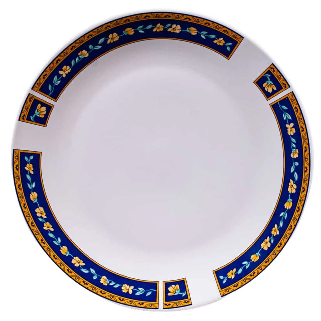 Чиния intinsa 26 cm бял с banda albastra и flori galbene