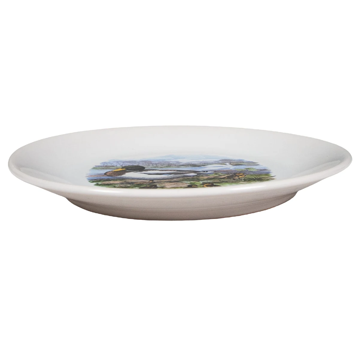 Farfurie desert cu decor rata pe lac, 19,5 cm, alb pur, imagine 2