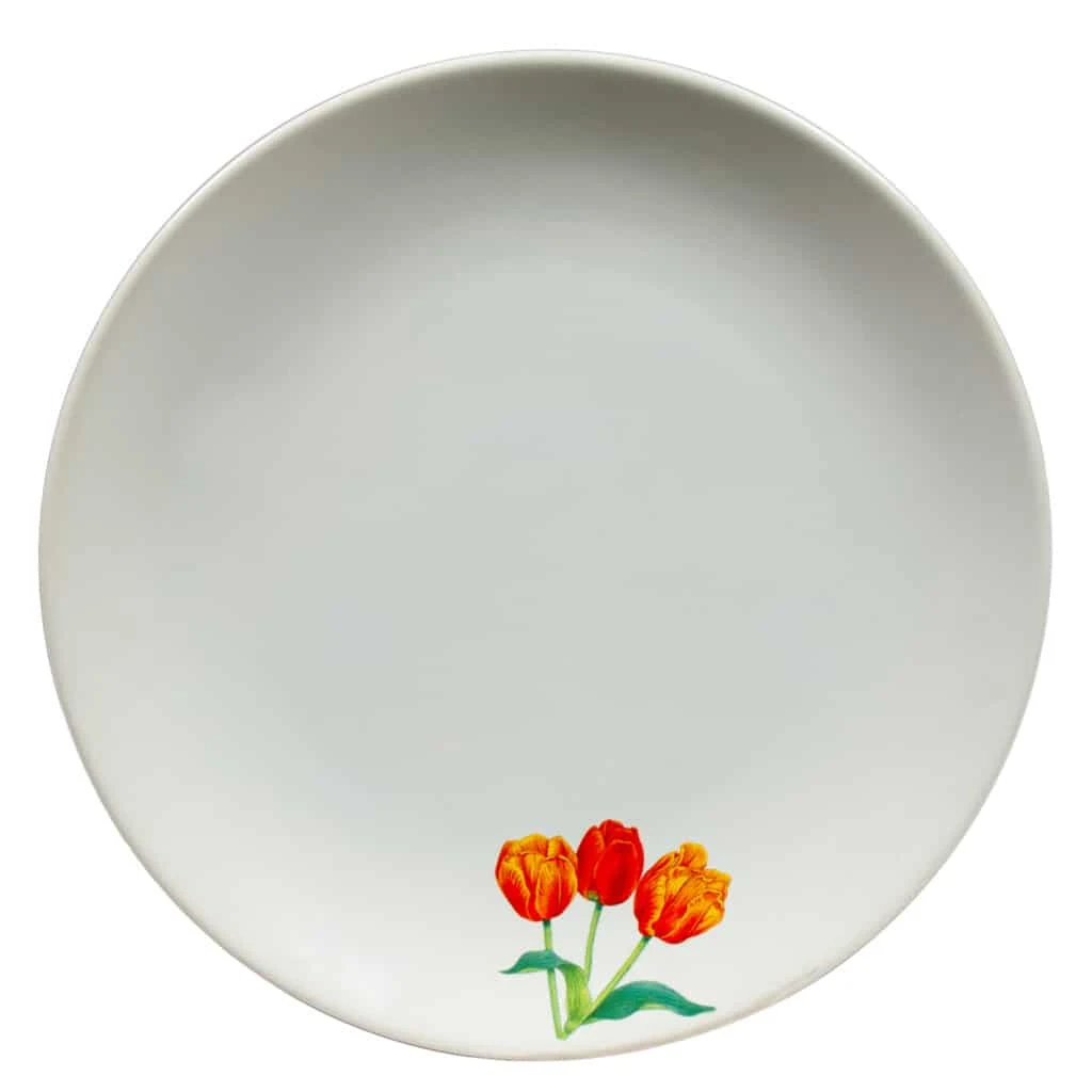 Teller intinsa mit decor trei lalele, 26 cm, weiß pur