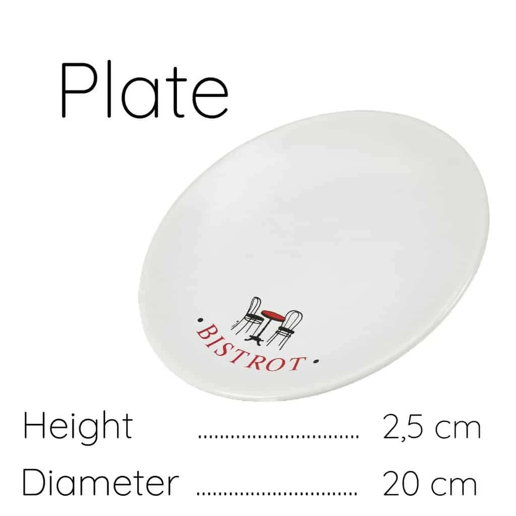 Farfurie de desert alb decorat 20 cm, imagine 2