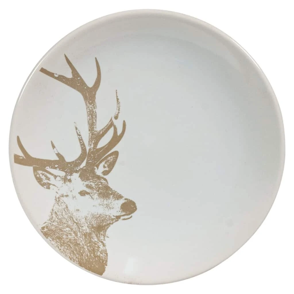 Plate dessert modernă, ø 20 cm, white pur with cerb nobil auriu