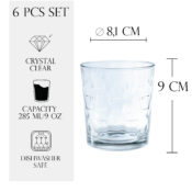 Set 6 pahare apa Kyvos, 285 ml, Transparent