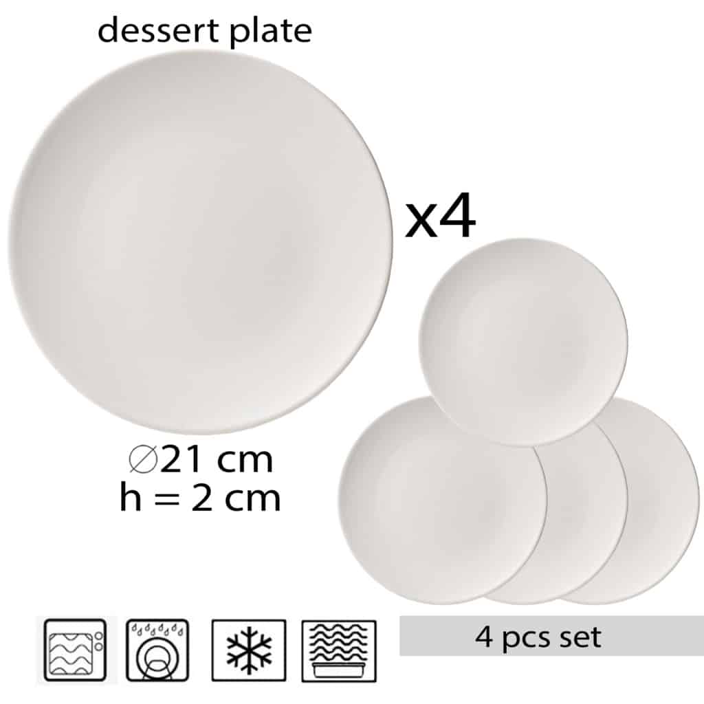 Gustă Eleganța: Set 4 farfurii desert 20 cm Alb Mat - imagine 2