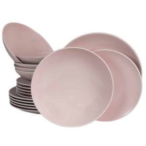 Set farfurii 18 piese, 6 persoane, Milkshake, Cesiro, Roz Mat