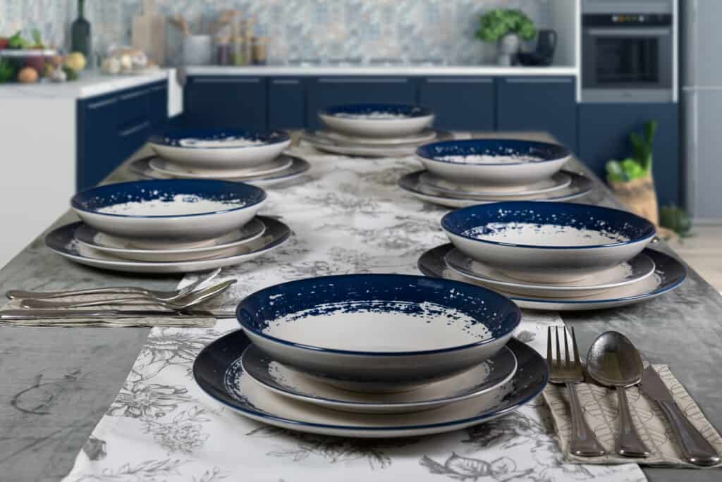 Set farfurii 18 piese, 6 persoane, Alb Ivoire cu bluemarin - imagine 7