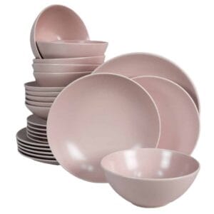 Set farfurii 24 piese, 6 persoane, Milkshake, Cesiro, Roz Mat