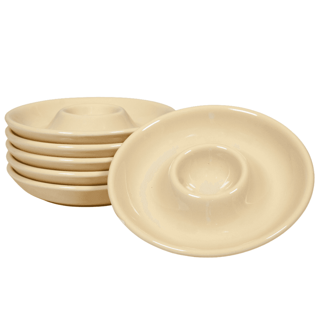 Set 6 suporturi oua, model farfurie, Ø 12 cm, Crem Luminos