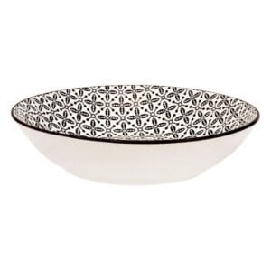 Farfurie Bej cu Model Negru din Portelan pentru Supa Ø20cm