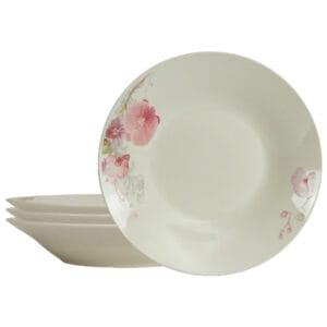 Set farfurii adanci 20 cm x 280 ml pt 4 pers Ivoire cu orhidee