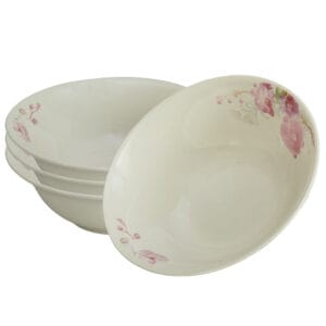 Set 4 boluri pentru 4 persoane 15 cm x 270 ml, Ivoire cu orhidee