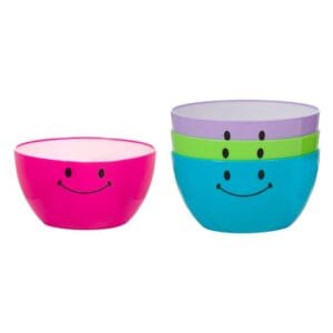 Set Boluri Colorate cu Model Emoji din Plastic 600ml - 4buc