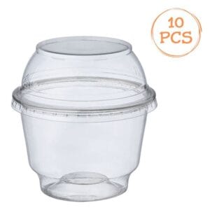 Boluri Reutilizabile cu Capac Transparent 285ml - 10buc