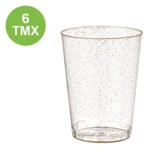 Set Pahare Reutilizabile cu Glitter Auriu - 6buc