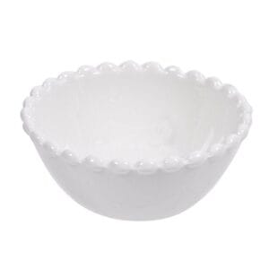 Bol Rotund Alb cu Model Reliefat Perlat din Portelan Snack 150ml