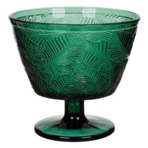 Bol din Sticla cu Picior Verde Tropical pentru Inghetata 300ml