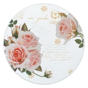 Farfurie Trandafiri Sticla Transparenta Model Floral pentru Desert Ø15cm