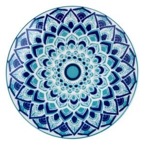 Farfurie din Portelan Alb cu Model Aztec Bleu Marin Ø19cm