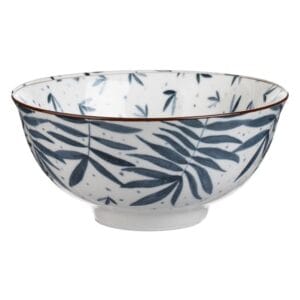 Bol din Portelan Alb cu Model Frunze Gri 800ml