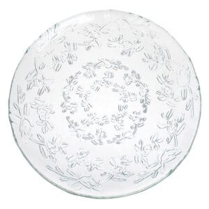 Farfurie Desert Transparenta cu Model Flori Sticla Ø19cm