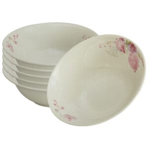 Set 6 boluri 15 cm x 270 ml pentru 6 persoane Ivoire cu orhidee