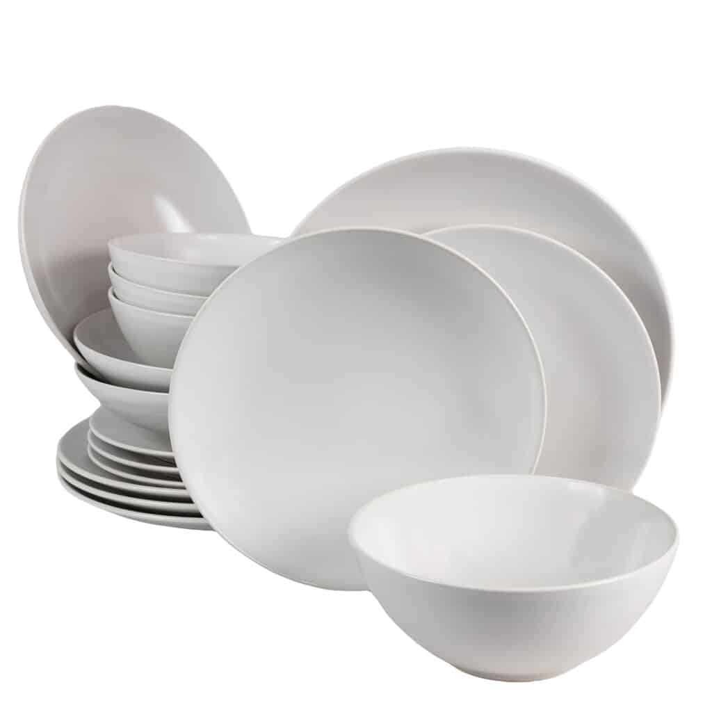 Set farfurii 16 piese, pentru 4 persoane, Snow, Cesiro, Alb Mat