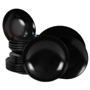 Set farfurii 18 piese, 6 persoane, Night, Cesiro, Negru Mat