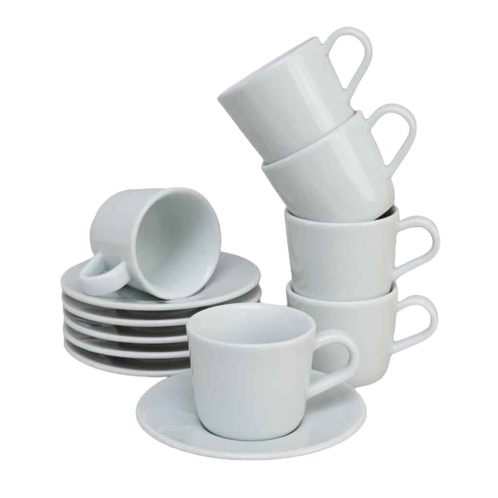 Set 6 cesti expresso cu farfurie Design Italian Alba, 90 ml