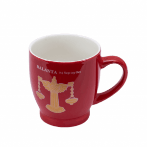 Cana cu decor Zodie Balanta ,170 ml, Rosu