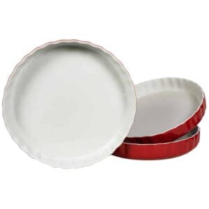 Set 3 vase termorezistente Alb/Rosu, 28x4 cm