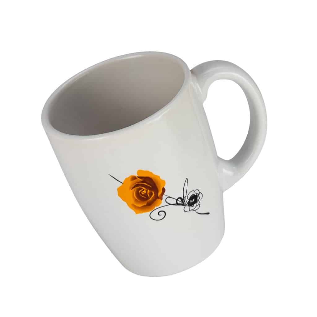 Cana Albă Lucioasă cu trandafir galben, 300 ml