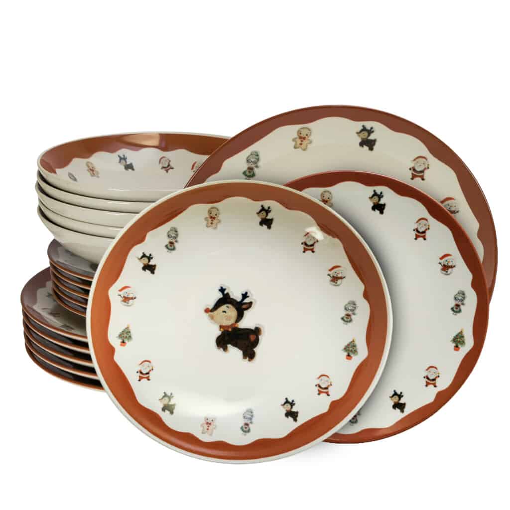 Set farfurii 18 piese, 6 persoane, Christmas Time, Multicolor