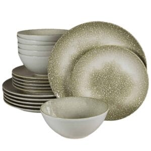 Set farfurii 18 piese, 6 persoane, Silver, Alb Ivoire lucios cu gri