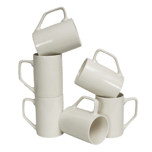 Set 6 cani tubulare Albe Lucioase, 400 ml