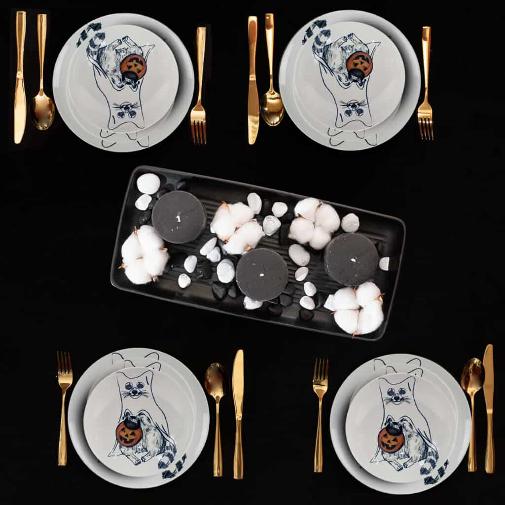 Set farfurii 12 piese, 4 persoane, Pumpkin Cat, Ivoire cu Pisica - imagine 7