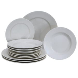 Set farfurii 12 piese, 4 persoane, North Pole, Portelan, Alb