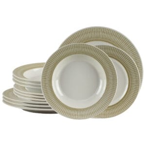 Set farfurii 12 piese, pentru 4 persoane, Ivory, Alb Ivoire cu crem