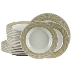 Set farfurii 18 piese, 6 persoane, Ivory, Alb Ivoire crem