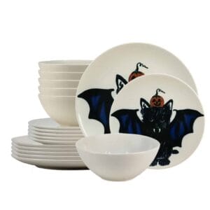 Set farfurii 18 piese, pentru 6 persoane, BatKitty, Ivoire cu Pisica