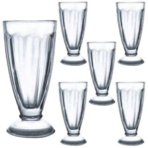Set 6 pahare cu picior mic din sticla de 340 ml