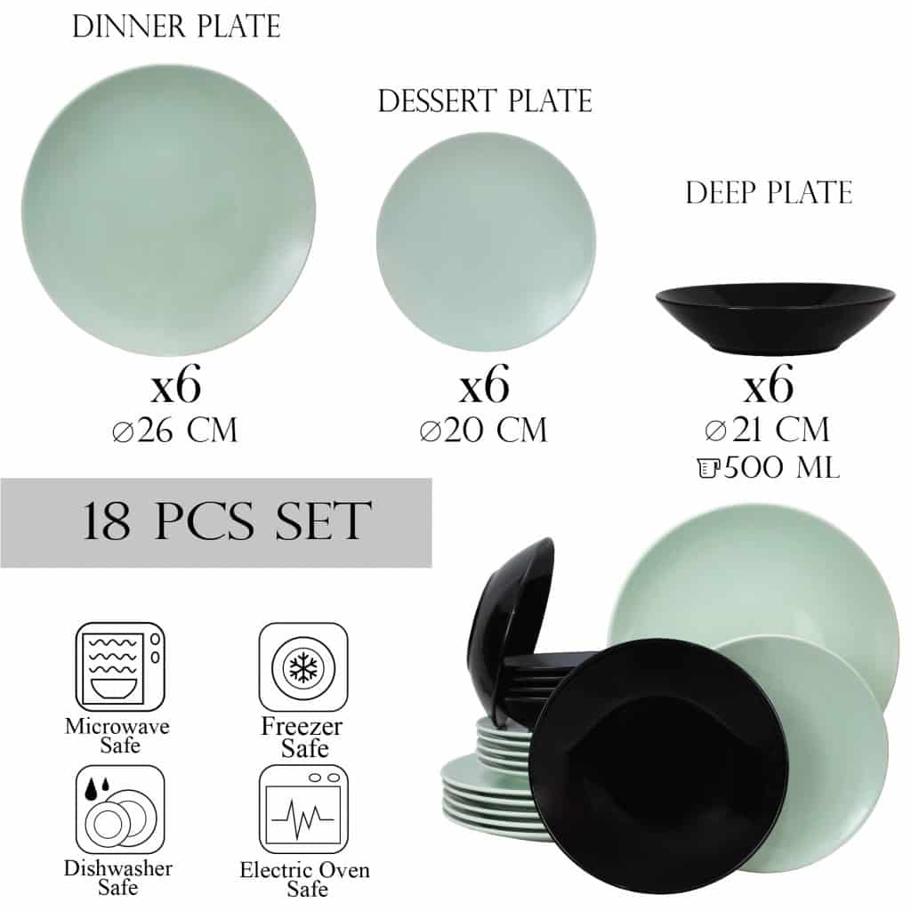 Set farfurii 18 piese, 6 persoane, IceCream, Cesiro, Vd/Ng - imagine 2