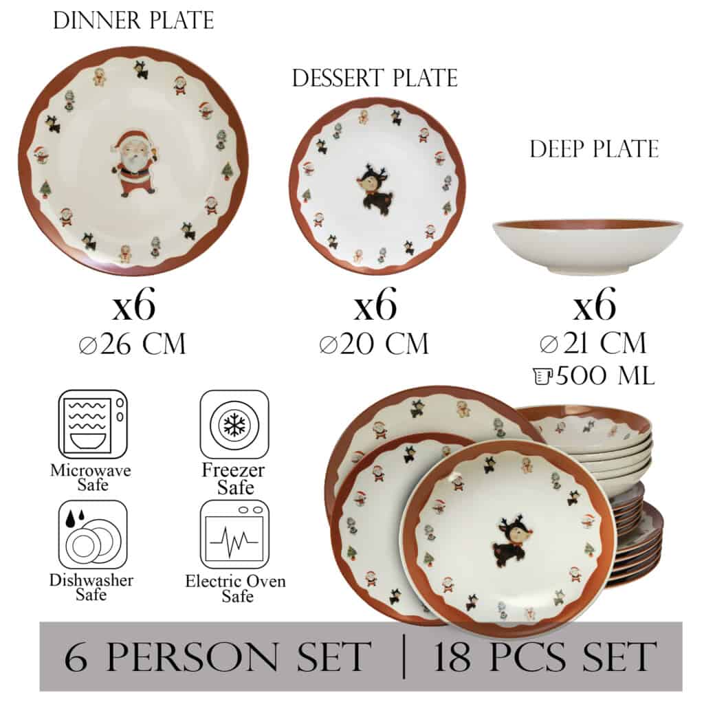 Set farfurii 18 piese, 6 persoane, Christmas Time, Multicolor - imagine 2