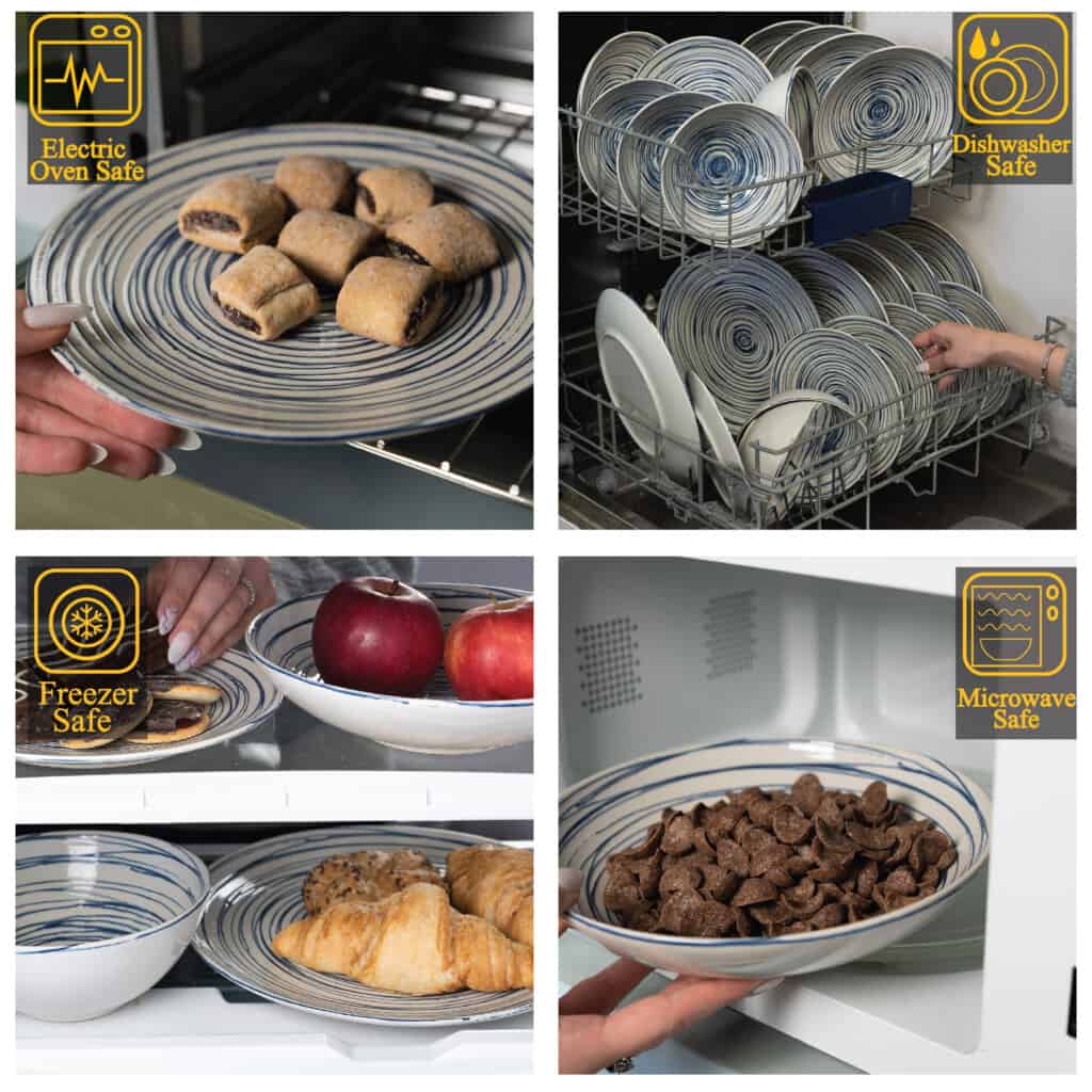 Set farfurii 24 piese, 6 persoane, Alb Ivoire cu albastru - imagine 3