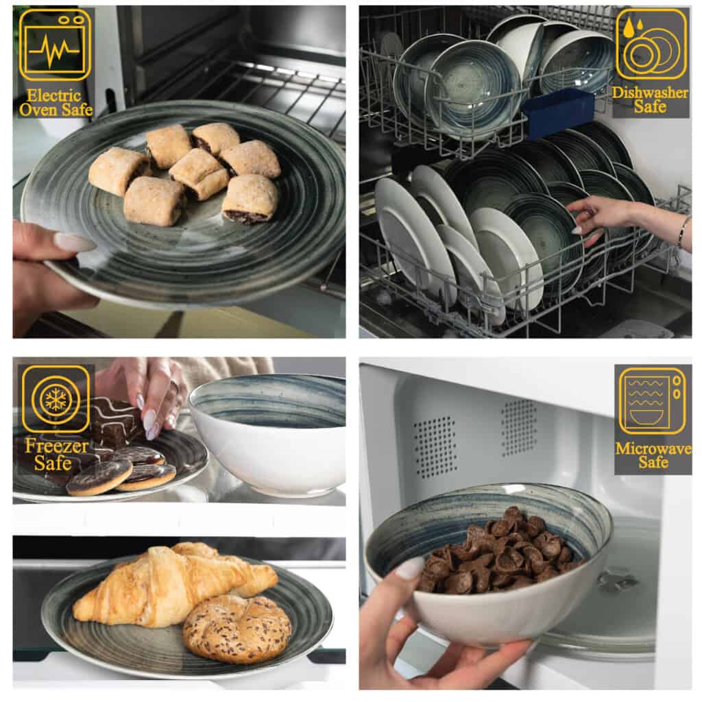 Set farfurii 18 piese, 6 persoane, Whirlwind, Alb Ivoire lucios cu negru - imagine 3