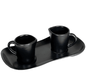 Set de 2 latiere cu tavita, Cesiro, 80 ml, culoare Negru Obscur