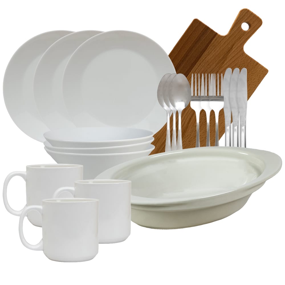 Set complet de masa, Snow, 20 piese, Portelan, Alb