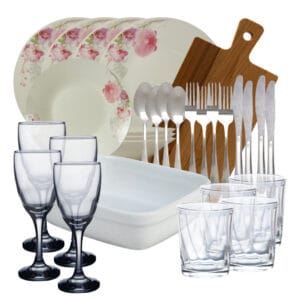 Set complet de masa, Orchid, 30 piese, Portelan, Alb cu orhidee